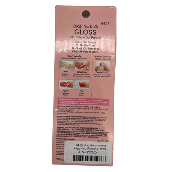 Dashing Diva Gloss Nail Strips Gleam Queen - UV Free Chip Resistant Gel Wraps - Picture 2 of 2